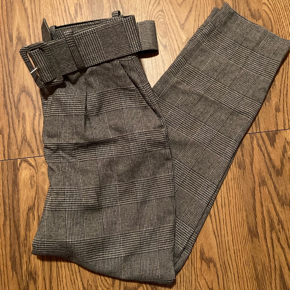 COPY - Belted Plaid Zara Highwaisted Trousers